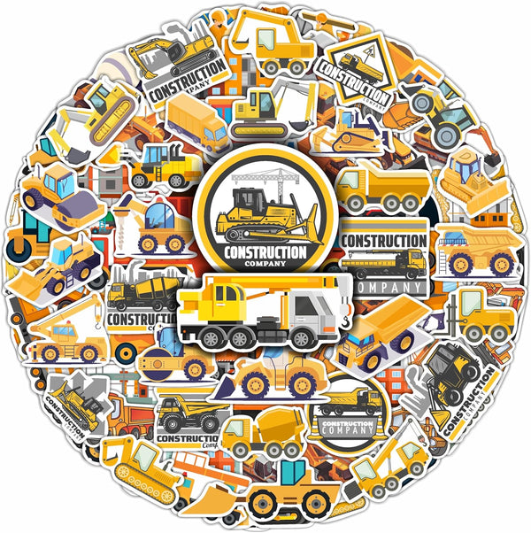 BulbaCraft 100 Pcs Construction Stickers - Construction Birthday Party Supplies, Gifts for