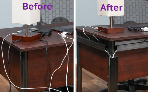 J Channel Desk Cable Organizer by SimpleCord - 10 Black Raceway Channels for Cord Management