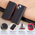 VISOUL 15 15(6.1-inch)(Black+Red) Folio Case Compatible with iPhone Wallet Case with Card Holder, Pebbled Real Leather