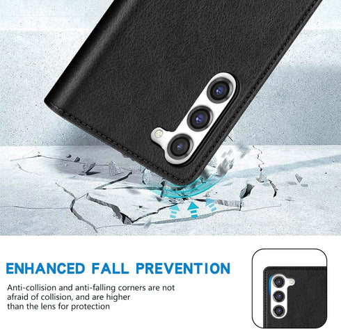 ZZXX Wallet Case for Samsung Galaxy S23 - RFID Blocking Card Slot Stand Magnetic Leather Flip Fold Protective