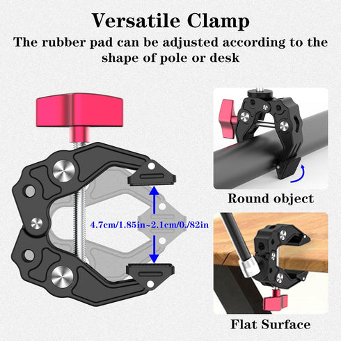 Taisioner 9.8" 1/4" 3/8" 360 1.5kg Magic Arm Clamp Kit with Screw Ball Heads Articulating Arm with Super Clamp Camera