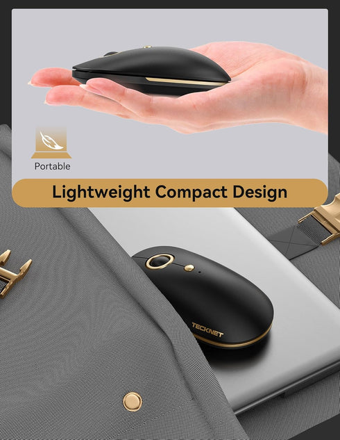 TECKNET Silent Wireless Computer Mouse, 2.4Ghz USB-A, 4800 DPI Ambidextrous Quiet Click Mouse for Travel