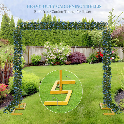 8.2FT 2 Square Wedding Arch Backdrop Stand,Balloon Arch Stand, Metal Gold Backdrop Adjustable Stand Heavy Duty, Extra