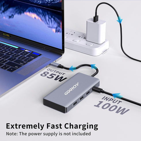 USB C to Dual HDMI Adapter, Multi Display Docking Station with 2 HDMI, Displayport, 100W PD, 3 USB Ports