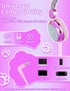 Unicorn Kids Pom Headphones with Mic, 85DB Limit, Shareport, HD Stereo Wired, Hot Purple, Perfect Travel Gift for Girls.