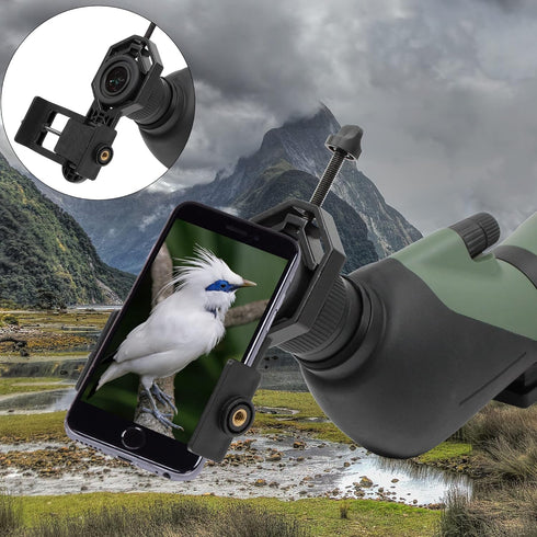 Metal Smartphone Telescope Adapter Camera Mount, Universal Phone Mount for Telescope, Spotting Scope, Microscope,