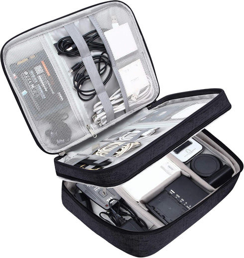 Electronic Bag Travel Cable Accessories Bag, Waterproof Double Layer Electronics Organizer, Portable Storage Case for