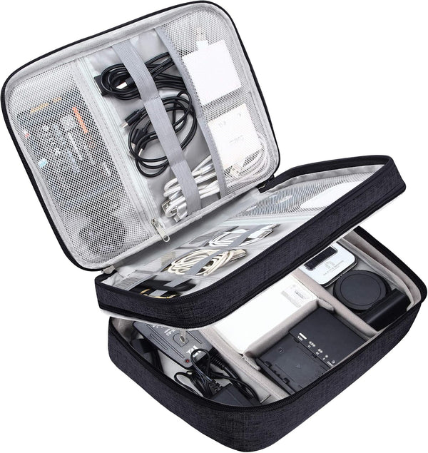 Electronic Bag Travel Cable Accessories Bag, Waterproof Double Layer Electronics Organizer, Portable Storage Case for