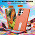 Samsung Galaxy S25 Ultra Case ExoGuard, Soft Skin-Friendly Silicone Cover, Adjustable Metal Kickstand - Orange