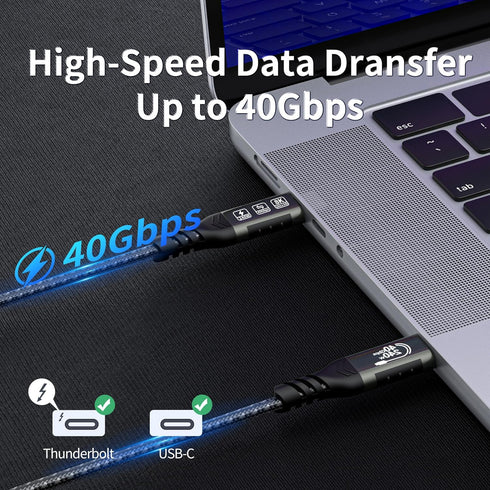 USB 4 Cable 3.3 ft, Supports 8K HD Display, 40 Gbps Data Transfer, 240W Charging USB C to USB C Cable for Thunderbolt
