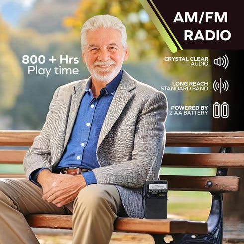 Coby Portable AM/FM Radio, Retro Pocket Radio for Indoor/Outdoor Use, Emergency-Preparedness Essential, 800-Hour