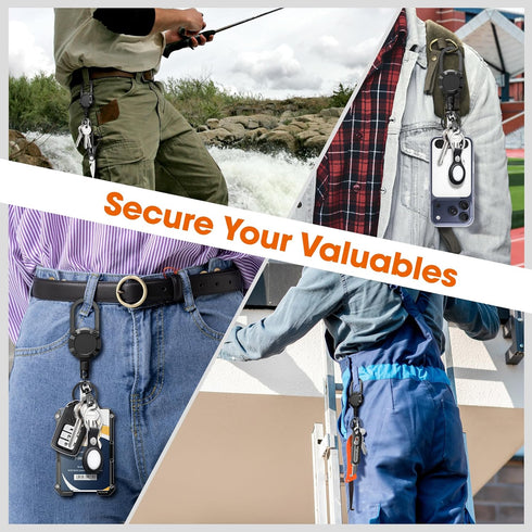 DINALLE Cell Phone Lanyard Anti-Theft Phone Tether - Retractable Steel Line, Locking Magnetic Closure, Universal Anchor