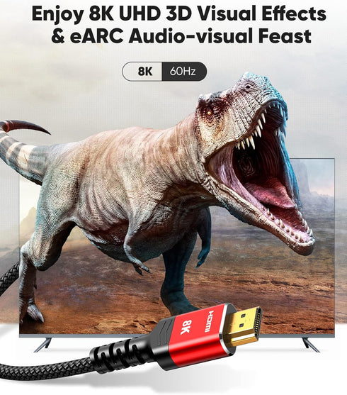 8K 10K 2.1 6.6FT/2M 2-Pack, Cord-4K@120Hz 8K@60Hz, 2.2 2.3, 10 Highwings HDMI Cable Ultra High Speed HDMI Cable Braided