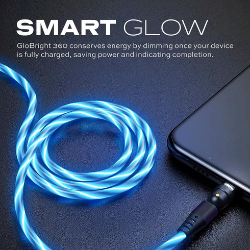Statik GloBright 360 Magnetic Charging Cable, Light Up Magnetic USB C Charging Cable, Glowing Phone Charger Cord 3FT/1M