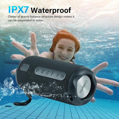 Linkyou Portable Wireless Speakers, 30W Stereo Sound, IPX7 Waterproof, Upgraded Outdoor Speaker for Home/Party/Beach,