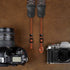 Padwa Lifestyle Mystic Grey Embroidered Camera Strap, Double Layer Cowhide Ends, Adjustable Vintage Neck Strap