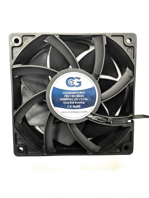 Coolerguys 12vDC Waterproof IP67 Fan (High Speed, 120x38mm)