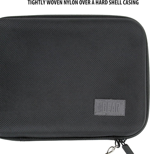 USA GEAR Hard Shell Electronic Organizer Travel Case 7.5 Inch - GPS Cases with Accessory Pocket, Water Resistant (Black)