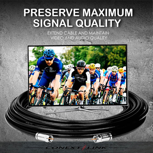Conext Link RG6 Quad Shield Coaxial Cable, 18 AWG, 3GHz, 75 Ohm, F Connector, Black (3FT) 33001