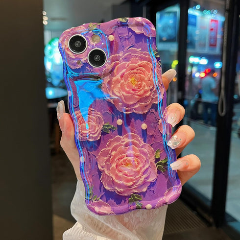 XIZYO iPhone 13 Case - Colorful Retro Oil Painting Flower Cute Floral Aesthetic Protective Cover