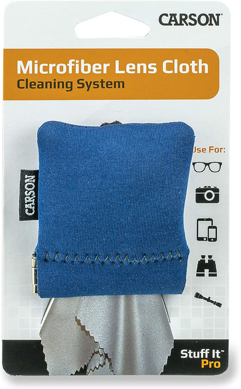 Carson Stuff-It Pro Microfiber Lens Cloth Cleaning System for Glasses, Smartphones, Tablets, and Cameras (Blue)