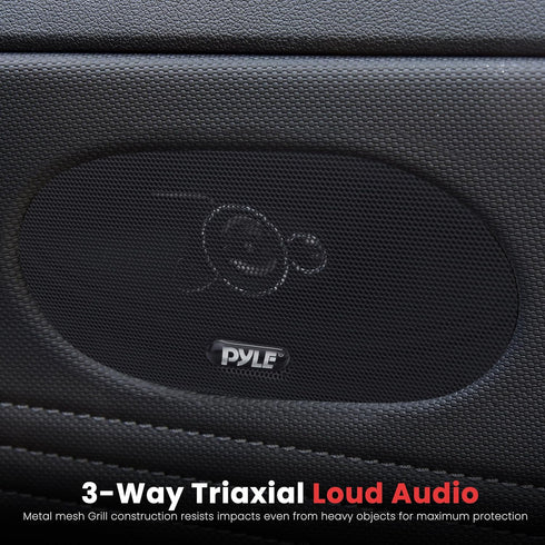 Pyle 3-Way Universal Car Stereo Speakers, 300W 4" x 10" Triaxial Loud Pro Audio, PL410BK (Pair) for Vehicle Door/Side