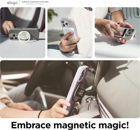 elago Magnetic Silicone Case for iPhone 15 Pro, 6.1 Inch Compatible with All MagSafe Accessories - Black