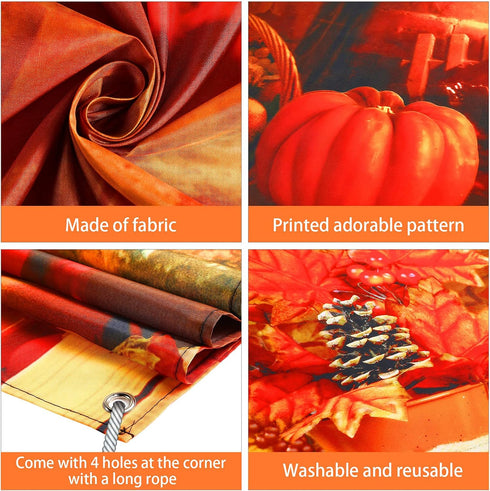 Fall Thanksgiving Decoration, Fireplace Backdrop Autumn Harvest Pumpkin Background for Thanksgiving Day Party Supplies