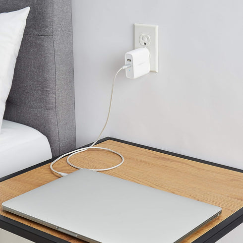 Amazon Basics 68W Two-Port GaN Wall Charger, 1 USB-C (60W) & 1 USB-A Ports (18W) for Laptops, Tablets & Phones