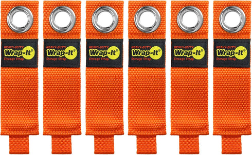 Heavy-Duty Wrap-It Storage Straps, 10-inch (6-Pack) Blaze Orange for Garage Organizer and Electric Cord Holder