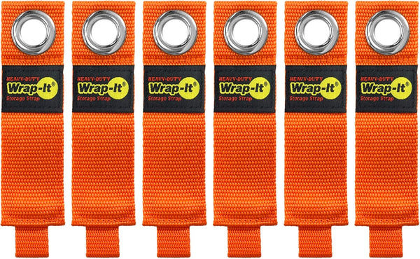 Heavy-Duty Wrap-It Storage Straps, 10-inch (6-Pack) Blaze Orange for Garage Organizer and Electric Cord Holder