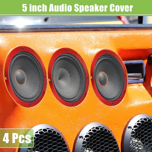 ACROPIX Universal 5" Car Speaker Grills Cover Mesh Round 5 Inch Audio Speaker Subwoofer Guard Protector Case with Mounting Screws Iron Red - Pack of 4 by ACROPIX