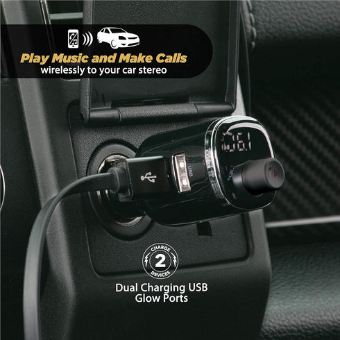 Scosche BTFM4-SP1 BTFREQ Universal Bluetooth Car Kit with FM Transmitter, Dual USB Ports, Black