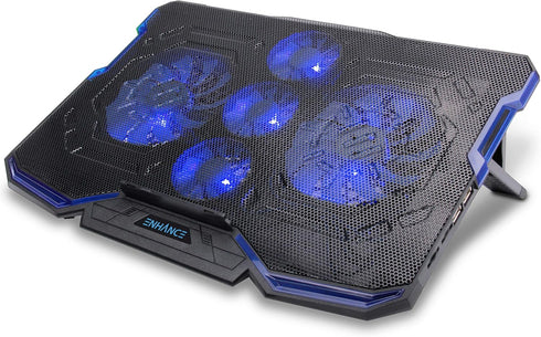 ENHANCE Cryogen Gaming Laptop Cooling Pad - Adjustable Stand for up to 17 inch Computer with 5 Quiet Fans