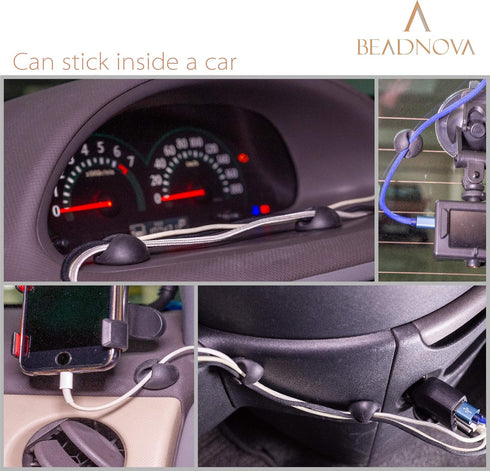 BEADNOVA 1 8 Cable Clips Cord Organizer Cable Management Wire Cord Holder Slots Adhesive Wire Holder for Car Charging