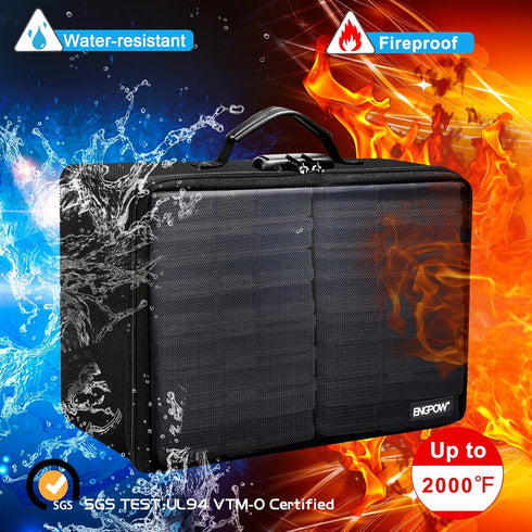 ENGPOW Fireproof Photo Storage Box with 16 Inner Photo Cases - Collapsible Portable Organizer with Lock and Handle