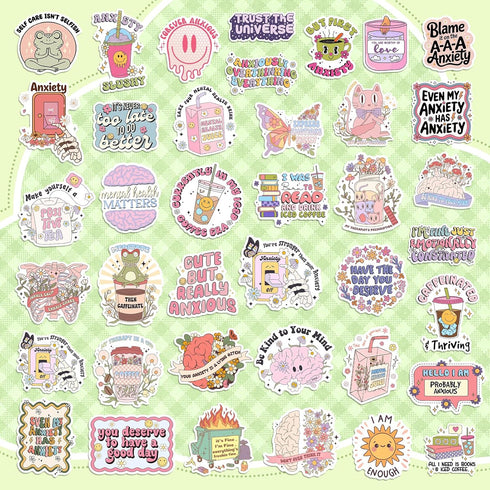 300 PCS Mental Health Stickers, Vinyl Therapy Stickers for Mental Health Journal, Positive Quote Decals for Adult