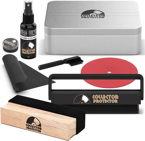 Vinyl Record Cleaning Kit, Includes Soft Velvet & Carbon Fiber Brush, Cleaning Solution, and Microfiber Cloth