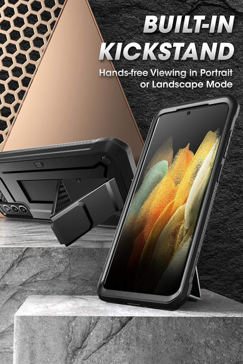 SUPCASE Galaxy S21+ Plus Case with Stand, Black Unicorn Beetle Pro, Military-Grade Full-Body Rugged Protection