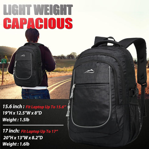 ProEtrade Anti Scratch Fabric Backpack, Black, Unisex, 20"H x 13"W x 8.2"D, 8 Pockets, 2 Laptop Compartments
