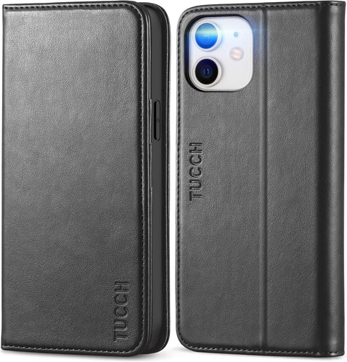 TUCCH Wallet Case for iPhone 12 Pro/iPhone 12 5G, Premium PU Leather Flip Folio Cover with Card Slot and Stand Design