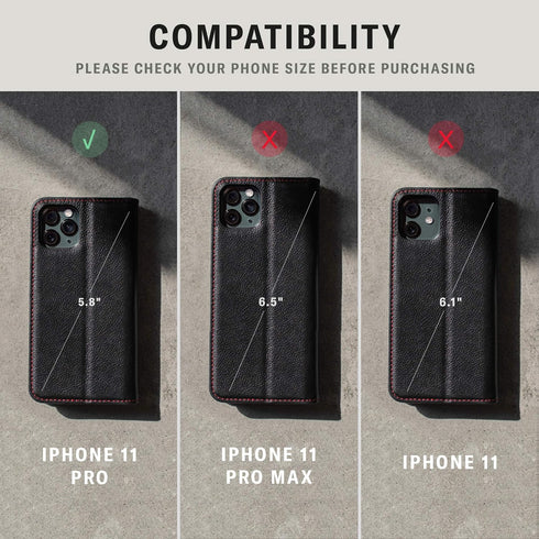 TORRO Cell Phone Case for Apple iPhone 11 Pro, Genuine Quality Leather Flip Cover with Card Slots, Horizontal Viewing
