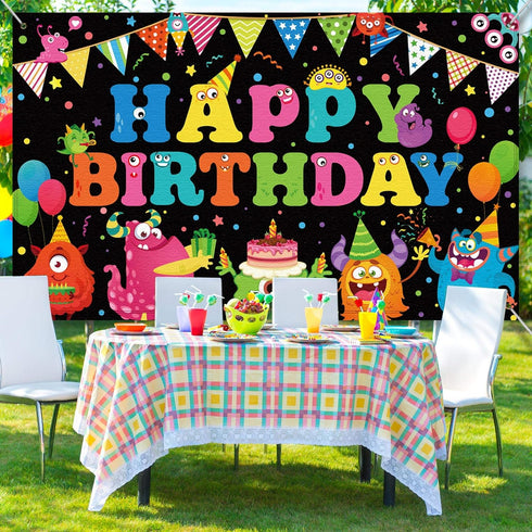 Birthday Backdrop, Happy Birthday Party Photography Background Banner, Cake Table Banner for Baby Shower
