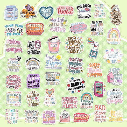 300 PCS Mental Health Stickers, Vinyl Therapy Stickers for Mental Health Journal, Positive Quote Decals for Adult