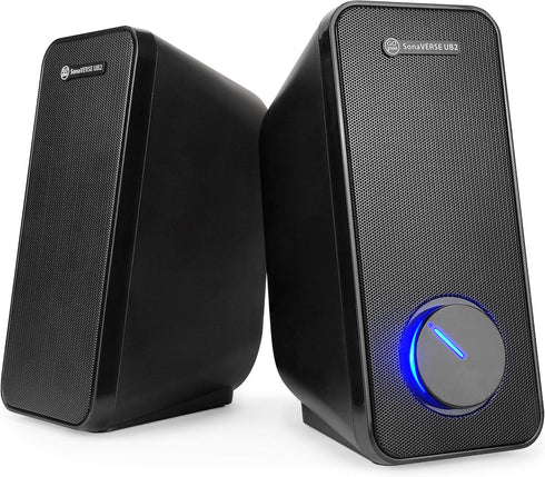 GOgroove Computer Speakers for Desktop and Laptop - USB Speakers with Loud 2-Way Drivers, Built-in Headphone & AUX
