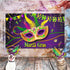 Mardi Gras Decorations, Extra Large Fabric Banner Backdrop for Carnival Party Supplies
