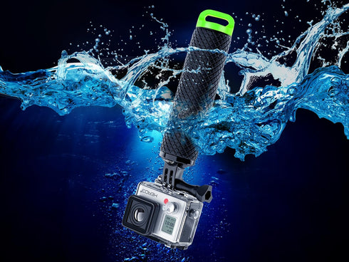 Waterproof Floating Hand Grip for GoPro Hero 12, 11, 10, 9, 8, 7, 6, 5, 4, 3+, 2, 1 Session, Black Silver Camera