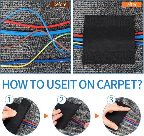 WILLBOND Commercial Carpet(Black,39.37 Carpet Cord Cover Cable Grip Floor Cover Cable Protector Management Only