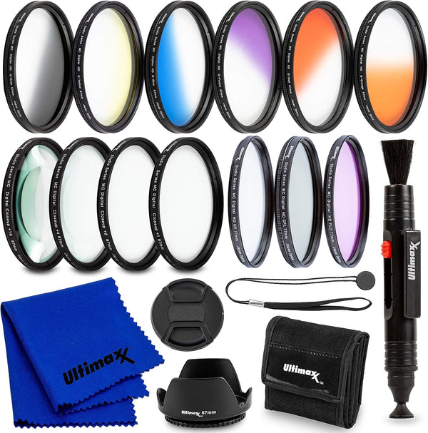 Ultimaxx 55MM Complete Lens Filter Accessory Kit, 6PC Gradual Color Filter Set + UV CPL FLD Filter Set