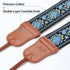 Padwa Lifestyle Camera Strap - 2" Wide Double Layer Cowhide Head Camera Straps for Photographers, Universal Neck & Shoulder Cotton Padded Vintage Strap for All DSLR Cameras(Blue Embroidery Floral)
